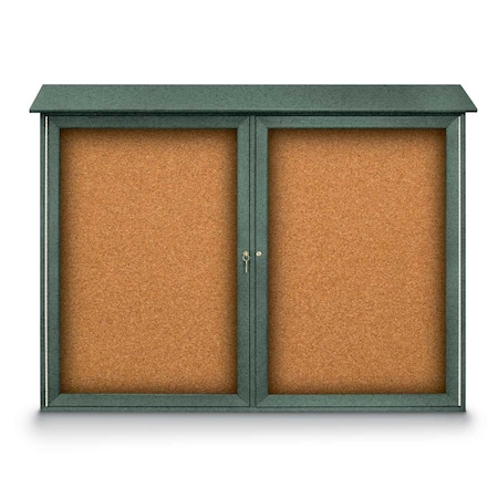 United Visual Products Indoor Enclosed Combo Board, 48"x36", Satin Frame/Blue & Cork UVCB4836-BLUE-CORK